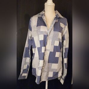 Tommy Hilfiger Blue and White Size Medium Button Up Top